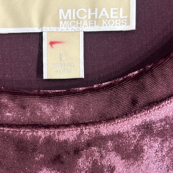 Michael Kors Burgundy Velvet Cold Shoulder Top - Picture 4 of 8